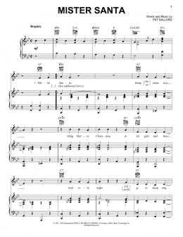 page one of Mister Santa (Piano, Vocal & Guitar Chords (Right-Hand Melody))