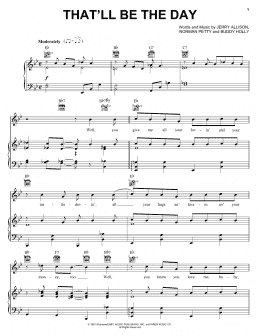 page one of That'll Be The Day (Piano, Vocal & Guitar Chords (Right-Hand Melody))