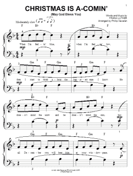 page one of Christmas Is A-Comin' (May God Bless You) (arr. Phillip Keveren) (Big Note Piano)