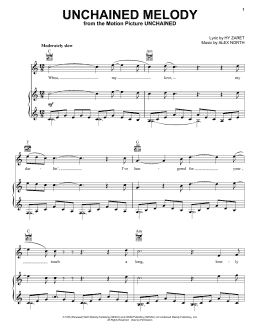 page one of Unchained Melody (Piano, Vocal & Guitar Chords (Right-Hand Melody))