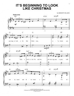 page one of It's Beginning To Look Like Christmas (Very Easy Piano)