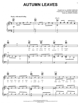 page one of Autumn Leaves (Piano, Vocal & Guitar Chords (Right-Hand Melody))
