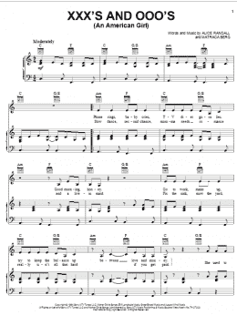 page one of XXX's And OOO's (An American Girl) (Piano, Vocal & Guitar Chords (Right-Hand Melody))
