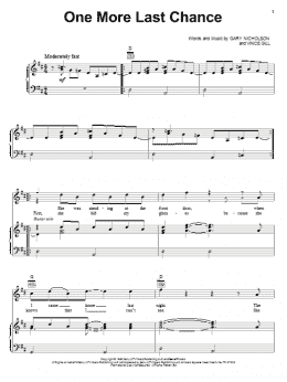 page one of One More Last Chance (Piano, Vocal & Guitar Chords (Right-Hand Melody))