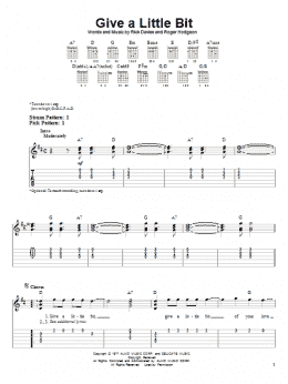 page one of Give A Little Bit (Easy Guitar Tab)