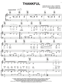 page one of Thankful (Piano, Vocal & Guitar Chords (Right-Hand Melody))