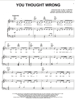 page one of You Thought Wrong (Piano, Vocal & Guitar Chords (Right-Hand Melody))