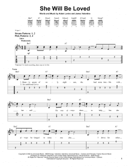 page one of She Will Be Loved (Easy Guitar Tab)