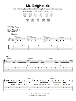 page one of Mr. Brightside (Easy Guitar Tab)