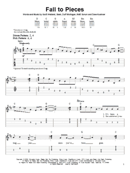 page one of Fall To Pieces (Easy Guitar Tab)