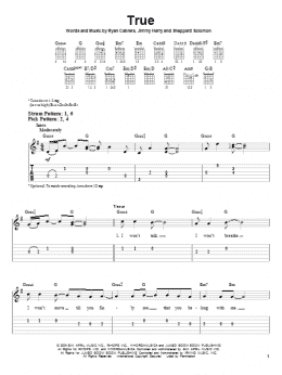 page one of True (Easy Guitar Tab)