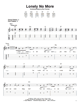 page one of Lonely No More (Easy Guitar Tab)
