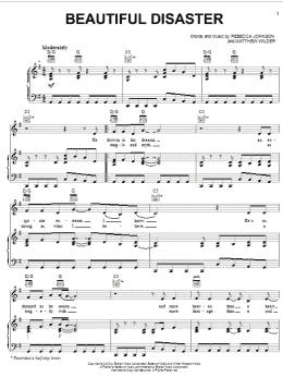 page one of Beautiful Disaster (Piano, Vocal & Guitar Chords (Right-Hand Melody))