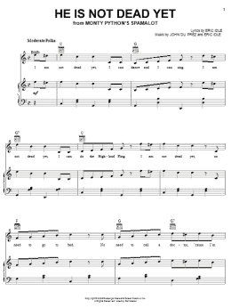 page one of He Is Not Dead Yet (Piano, Vocal & Guitar Chords (Right-Hand Melody))