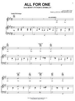 page one of All For One (Piano, Vocal & Guitar Chords (Right-Hand Melody))