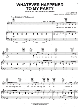 page one of Whatever Happened To My Part? (from Monty Python's Spamalot) (Piano, Vocal & Guitar Chords (Right-Hand Melody))