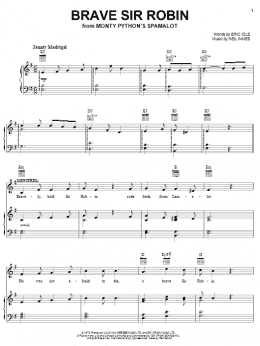 page one of Brave Sir Robin (Piano, Vocal & Guitar Chords (Right-Hand Melody))