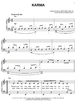 page one of Karma (Easy Piano)