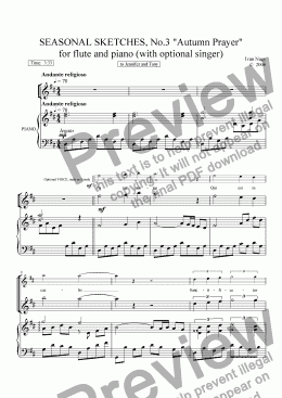 page one of SEASONS 3. Autumn Prayer (Flute and Piano - and optional voice)