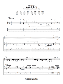 page one of Yes I Am (Guitar Tab)