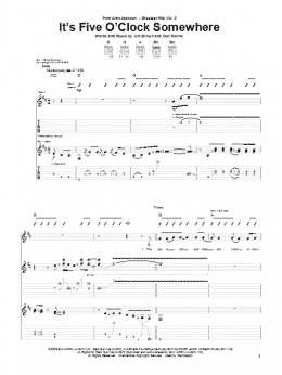 page one of It's Five O'Clock Somewhere (Guitar Tab)