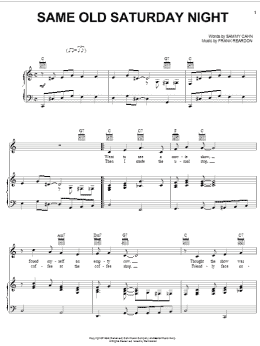 page one of Same Old Saturday Night (Piano, Vocal & Guitar Chords (Right-Hand Melody))
