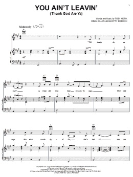 page one of You Ain't Leavin' (Thank God Are Ya) (Piano, Vocal & Guitar Chords (Right-Hand Melody))