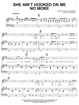 page one of She Ain't Hooked On Me No More (Piano, Vocal & Guitar Chords (Right-Hand Melody))