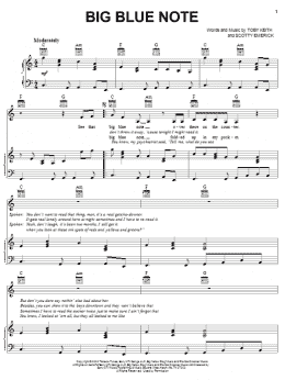 page one of Big Blue Note (Piano, Vocal & Guitar Chords (Right-Hand Melody))