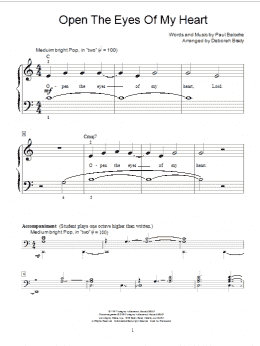 page one of Open The Eyes Of My Heart (Educational Piano)