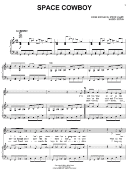 page one of Space Cowboy (Piano, Vocal & Guitar Chords (Right-Hand Melody))