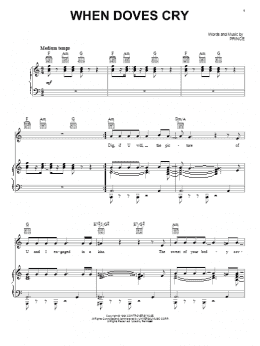 page one of When Doves Cry (Piano, Vocal & Guitar Chords (Right-Hand Melody))
