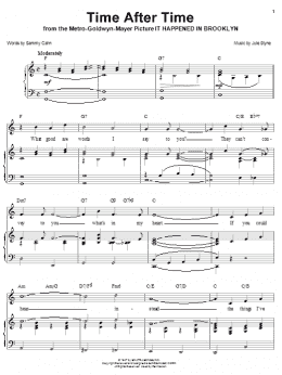 page one of Time After Time (Piano, Vocal & Guitar Chords (Right-Hand Melody))
