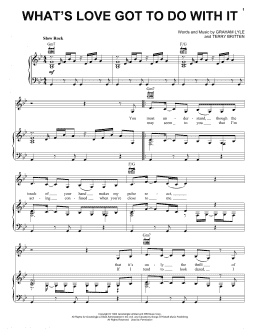 page one of What's Love Got To Do With It (Piano, Vocal & Guitar Chords (Right-Hand Melody))