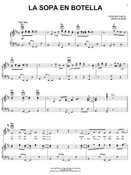 page one of La Sopa En Botella (Piano, Vocal & Guitar Chords (Right-Hand Melody))