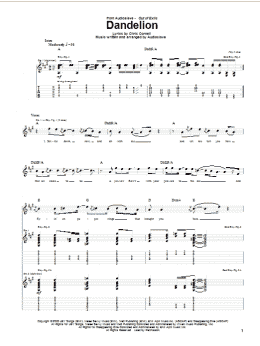 page one of Dandelion (Guitar Tab)