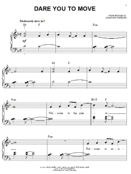 page one of Dare You To Move (Easy Piano)