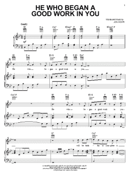page one of He Who Began A Good Work In You (Piano, Vocal & Guitar Chords (Right-Hand Melody))