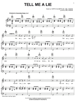 page one of Tell Me A Lie (Piano, Vocal & Guitar Chords (Right-Hand Melody))
