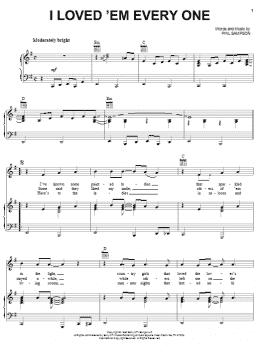 page one of I Loved 'Em Every One (Piano, Vocal & Guitar Chords (Right-Hand Melody))