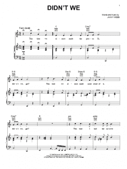 page one of Didn't We (Piano, Vocal & Guitar Chords (Right-Hand Melody))