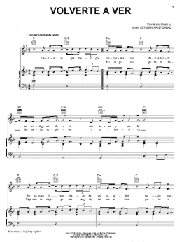 page one of Volverte A Ver (Piano, Vocal & Guitar Chords (Right-Hand Melody))