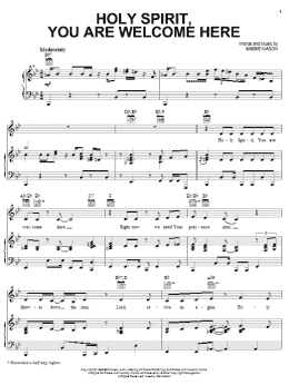 page one of Holy Spirit, You Are Welcome Here (Piano, Vocal & Guitar Chords (Right-Hand Melody))
