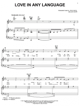 page one of Love In Any Language (Piano, Vocal & Guitar Chords (Right-Hand Melody))