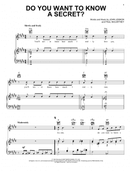 page one of Do You Want To Know A Secret (Piano, Vocal & Guitar Chords (Right-Hand Melody))