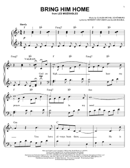 page one of Bring Him Home (from Les Miserables) (Easy Piano)