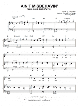 page one of Ain't Misbehavin' (Piano & Vocal)