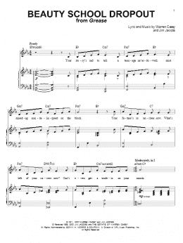 page one of Beauty School Dropout (from Grease) (Piano & Vocal)
