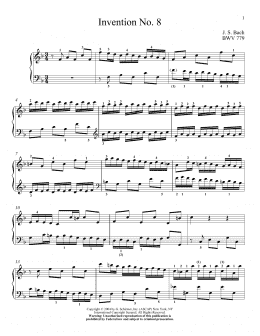 page one of Two-Part Invention In F Major (Piano Solo)