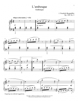 page one of Arabesque, Op. 100, No. 2 (Piano Solo)
